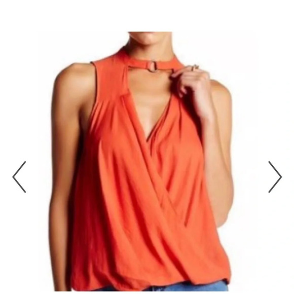 Free People Orange Drapey So Fine Blouse size small - Picture 2 of 7